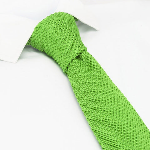 Lime Green Knitted Square Cut Tie