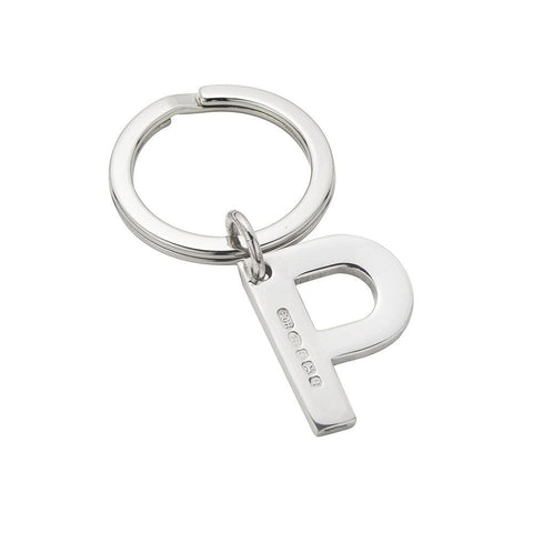 Sterling Silver Letter P Keyring