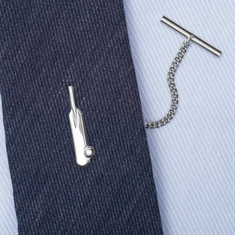 Sterling Silver Cricket Bat & Ball Tie Tack