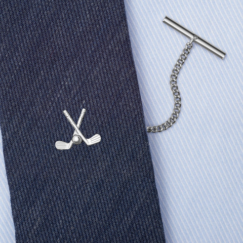 Sterling Silver Crossed Golf Clubs Tie Tack