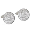 Personalised Sterling Silver Six Pence Cufflinks