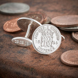 Personalised Sterling Silver Six Pence Cufflinks