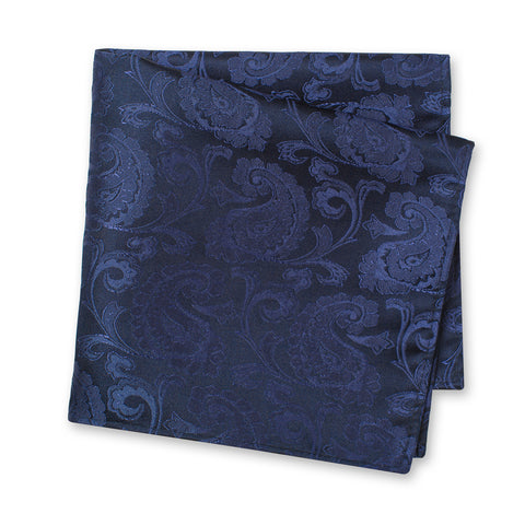 Classic Navy Paisley Silk Handkerchief
