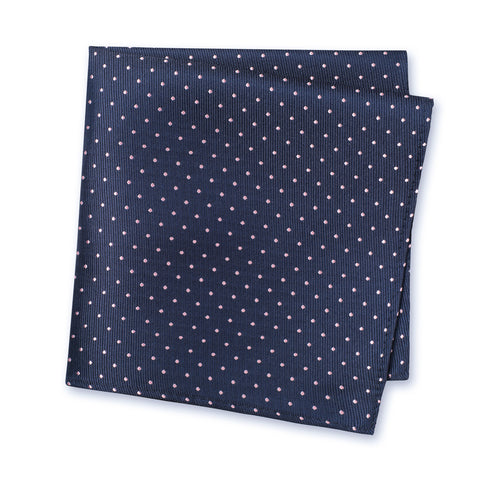 Navy & Pink Micro Spot Silk Handkerchief