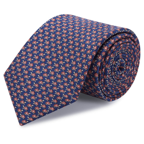 Navy Turtle Luxury Printed Silk Tie