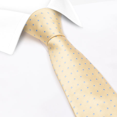 Yellow & Blue Micro Spot Silk Tie