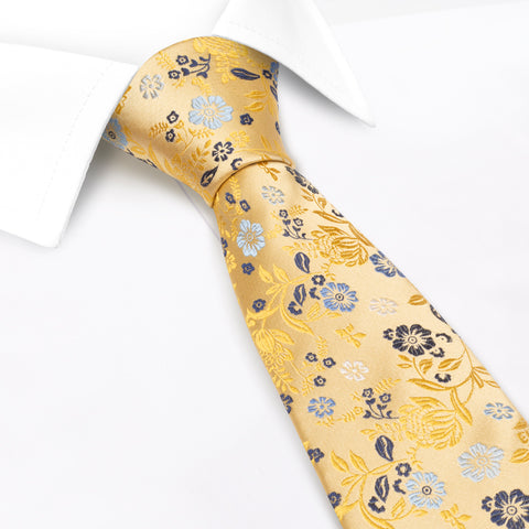 Gold Luxury Floral Woven Silk Tie