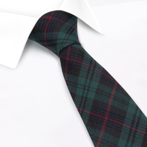 Classic Green Tartan Polyester Wool Tie