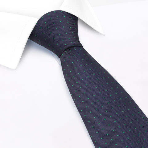 Navy & Green Micro Spot Silk Tie