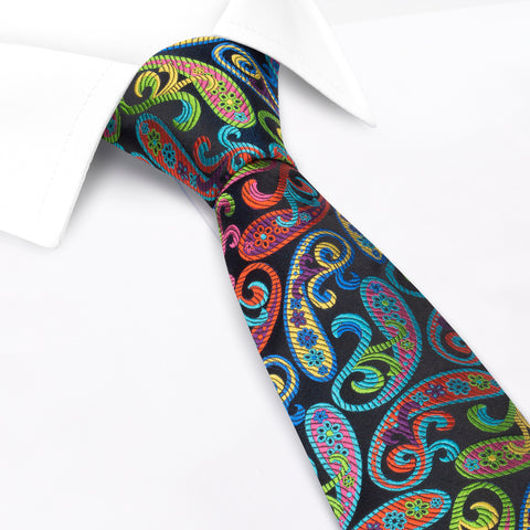 Rainbow Luxury Paisley Woven Silk Tie