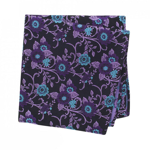 Purple Luxury Floral Silk Handkerchief