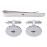 Sterling Silver Ruby Tie Slide & Cufflink Set