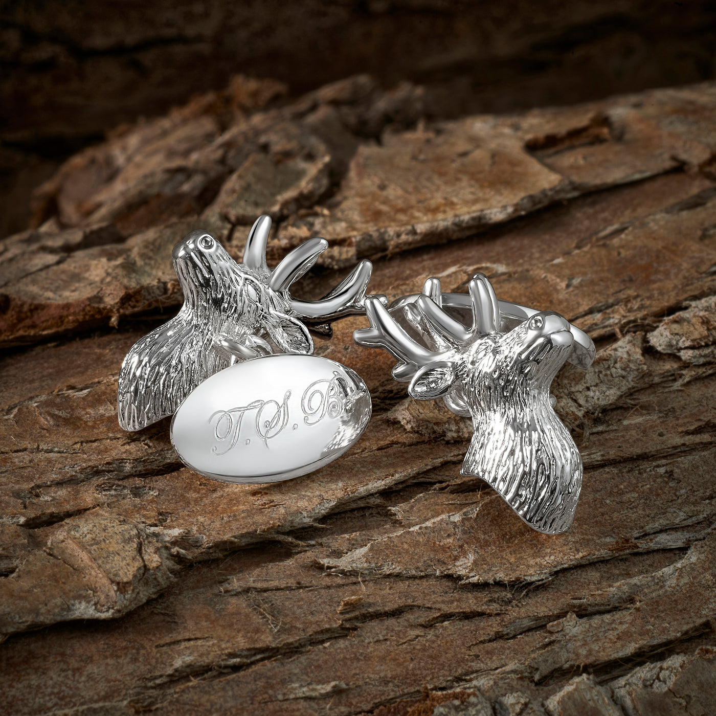 Silver stag cufflinks hotsell