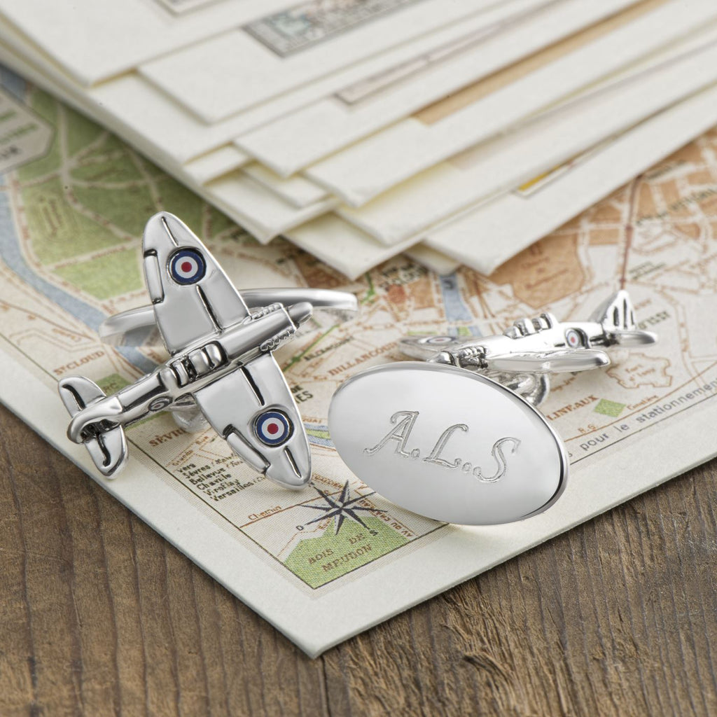 Silver Plated Spitfire Chain Cufflinks (Engraved) – The Cufflink Store