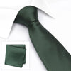 Dark Green Herringbone Silk Tie & Handkerchief Set