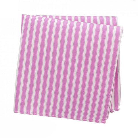 Pink & White Striped Woven Silk Handkerchief