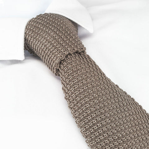 Stone Knitted Square Cut Silk Tie