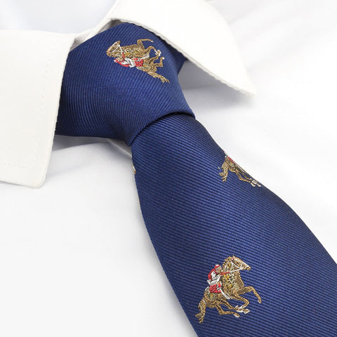 Luxury Navy Horse Racing Silk Tie