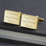 Engraved Cufflinks, Gold Plated Rectangle