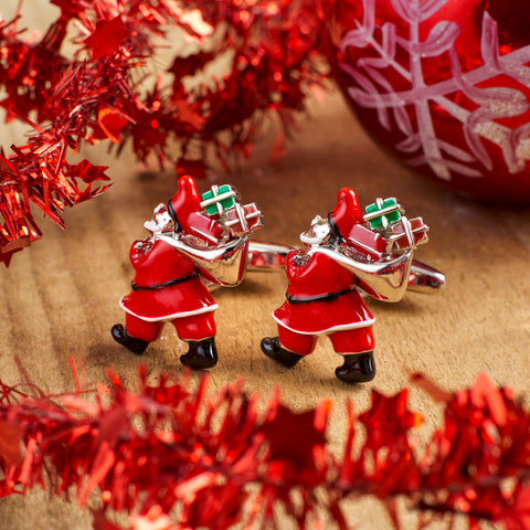 Father Christmas Present Sack Cufflinks