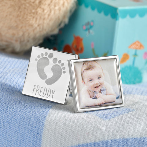 Personalised Footprint Name & Photo Cufflinks