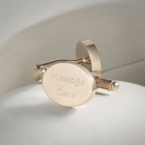 Engraved Cufflinks, Rose Gold Plated Oval