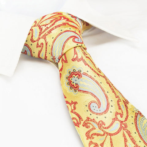 Bright Gold Paisley Luxury Silk Tie