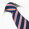 Navy Silk Tie With Red And White Stripes