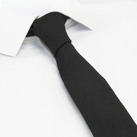 Plain Black Wool Mix Slim Tie