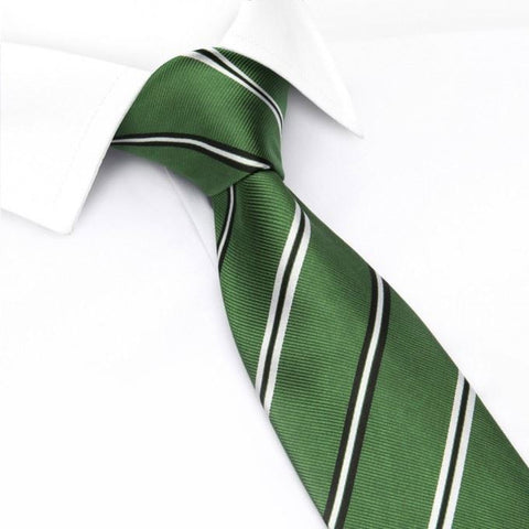 Emerald Green Classic Club Stripe Silk Tie
