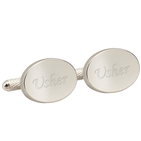 Engraved Silver Usher Cufflinks