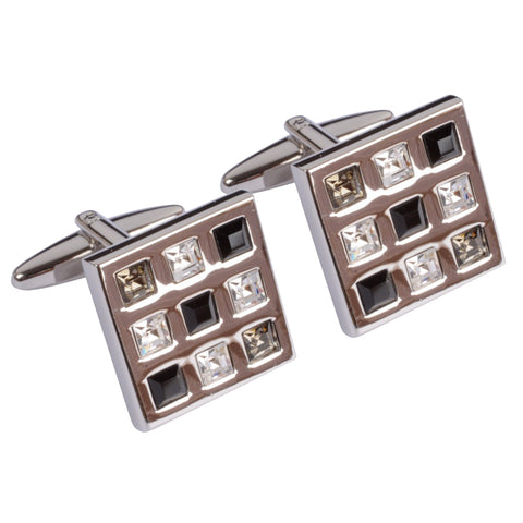 Black & Clear Crystal Square Cufflinks