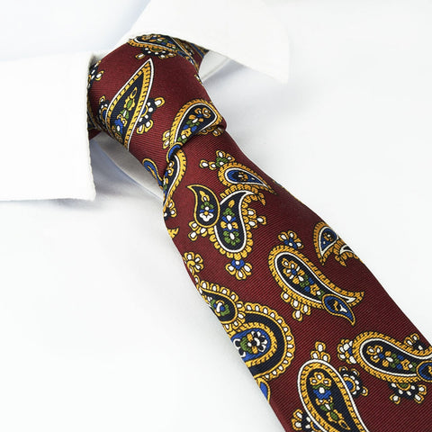 Red Large Paisley Slim Silk Tie