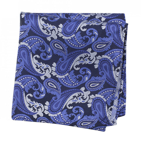 Blue Paisley Luxury Silk Handkerchief