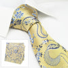 Gold & Blue Luxury Floral Silk Tie & Handkerchief Set