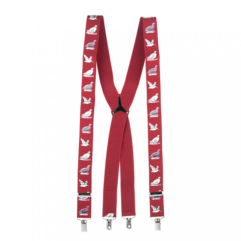 Red with Game Bird Motif Braces