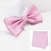 Plain Pink Silk Bow Tie & Handkerchief Set
