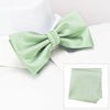 Plain Mint Silk Bow Tie & Handkerchief Set