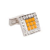 Orange Enamel With Clear Swarvoski Crystals Cufflinks