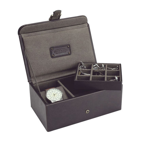 Jacob Jones Brown & Khaki Watch & Cufflink Box