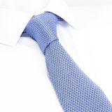 Pastel Blue Knitted Square Cut Silk Tie