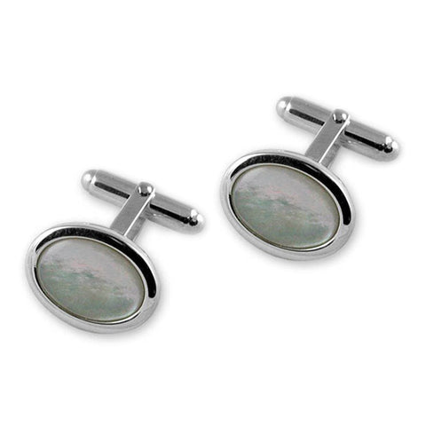 Sterling Silver Mother of Pearl Oval Cufflinks