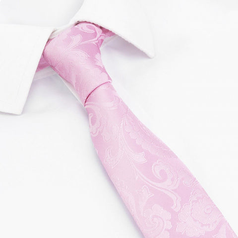 Classic Pink Paisley Slim Silk Tie