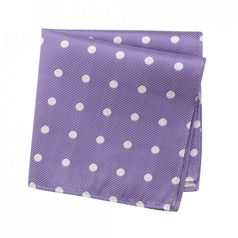 Lilac Silk Handkerchief With White Polka Dots