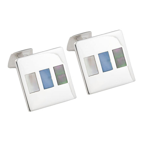 Sterling Silver Abalone and Mother of Pearl Shell Cufflinks