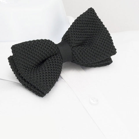 Pre-Tied Black Knitted Bow Tie