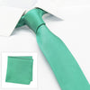 Slim Plain Turquoise Silk Tie & Handkerchief Set