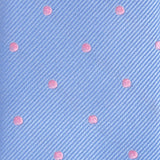 Blue & Pink Polka Dot Woven Slim Silk Tie