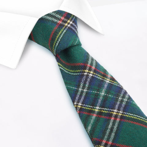 Classic Green Tartan Wool Style Tie