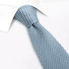 Sky Blue Knitted Square Cut Silk Tie